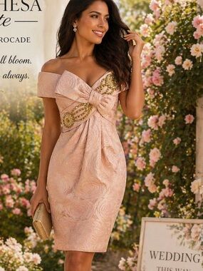 Marchesa Notte,Soft Rose Brocade Stunner,Excellent Condition,Size 8